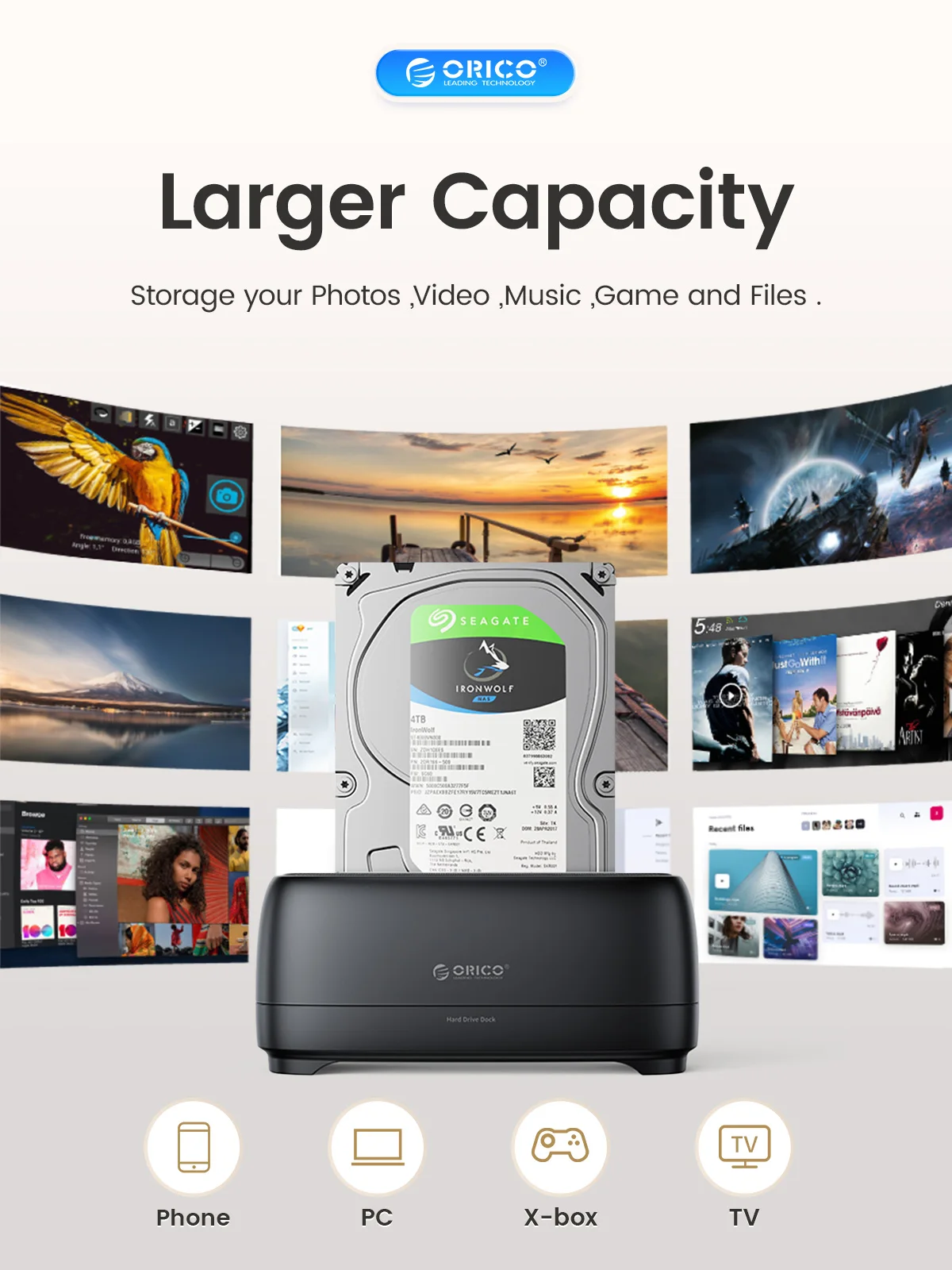 ORICO-estación de acoplamiento de disco duro SATA a USB3.0, carcasa para SSD de 2,5 "y 3,5", velocidad de 5Gbps, HDD