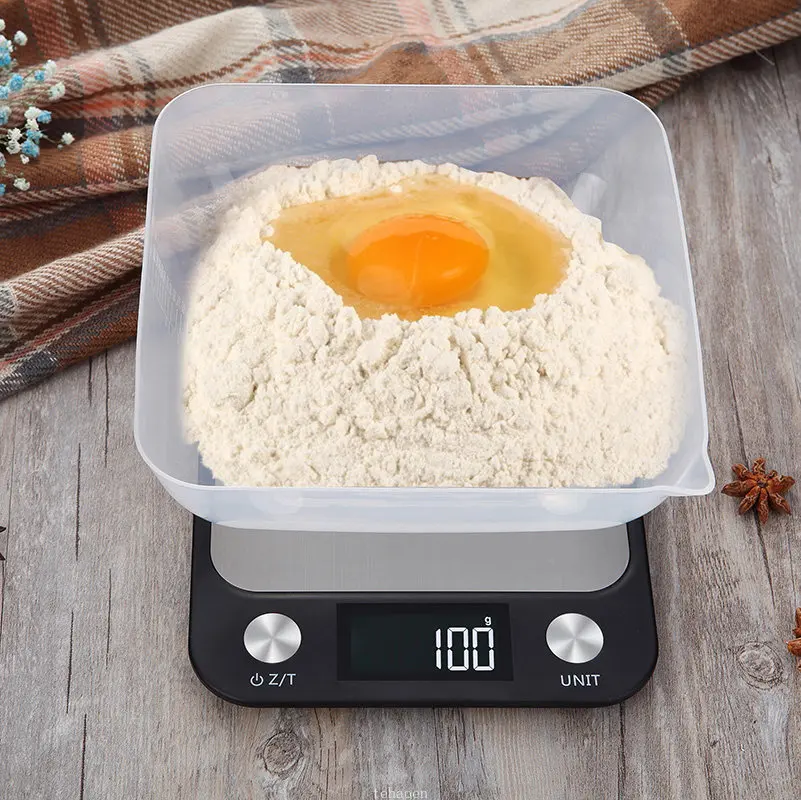 Báscula de cocina de 15Kg/1g, balanza de café y alimentos, báscula Digital electrónica inteligente, diseño de acero inoxidable para cocinar y hornear