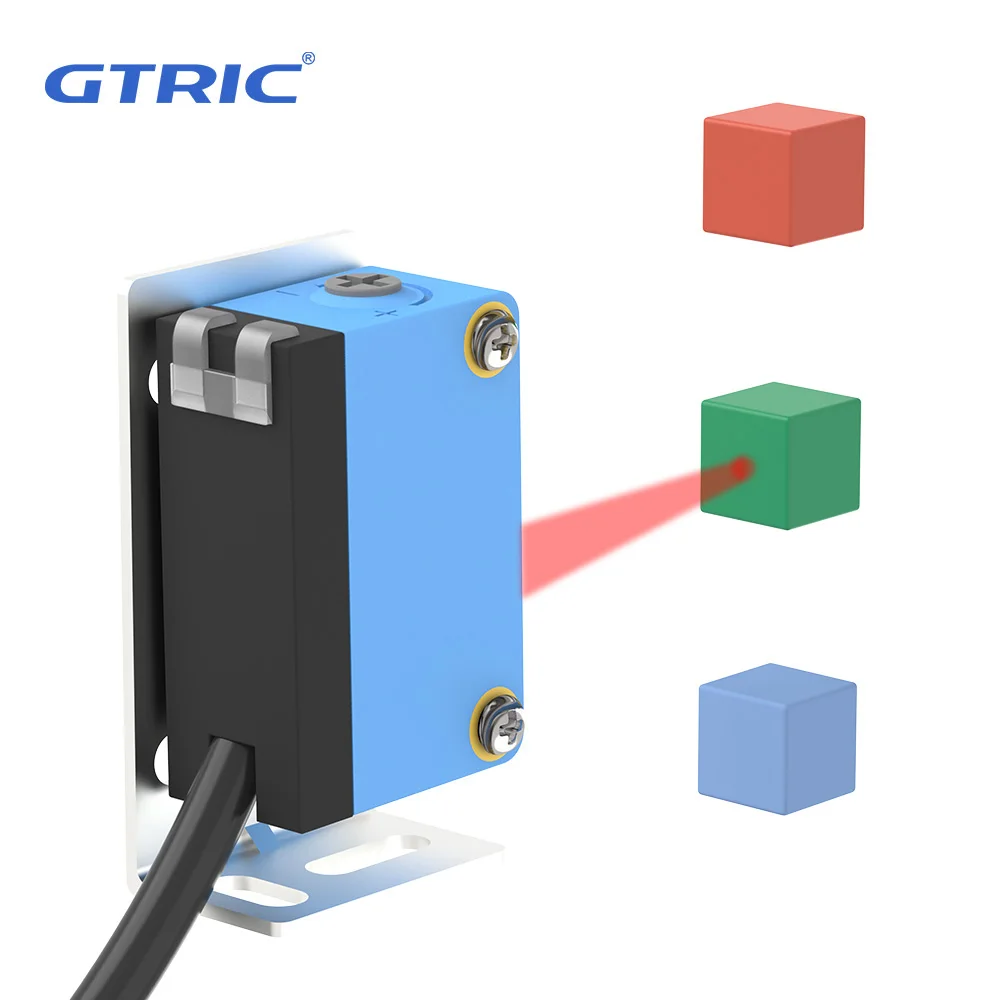 Sensor fotoeléctrico de supresión de fondo GTRIC NPN PNP 10-30V DC distancia de detección 30cm interruptor óptico láser cuadrado ajustable