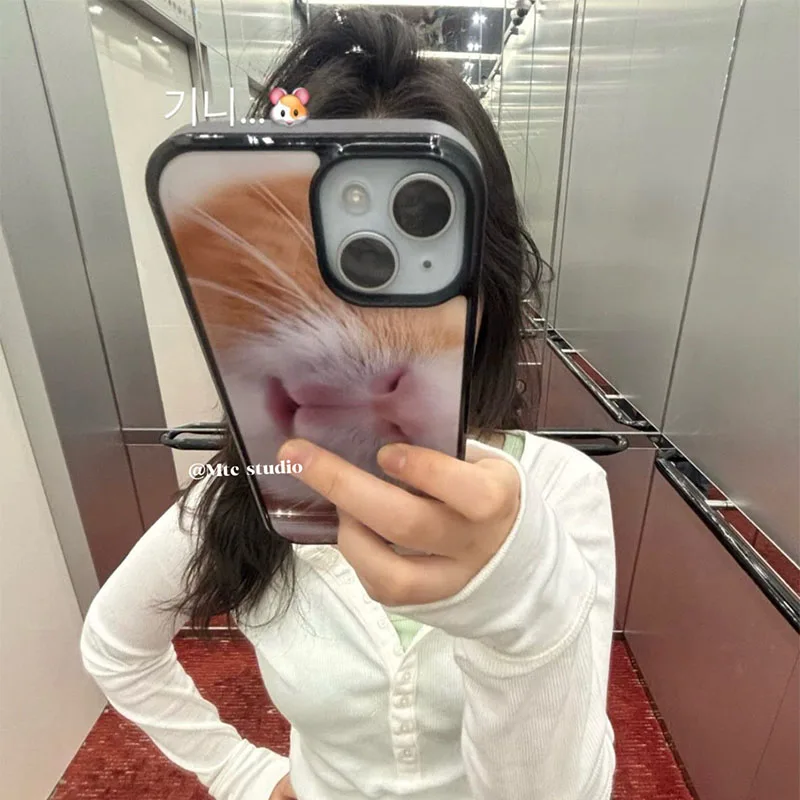 Funda de silicona a prueba de golpes con diseño de cara de conejillo de indias coreano, divertida y linda, para iPhone 17 Air 16 Pro Max 15 14 Plus 13 12 11