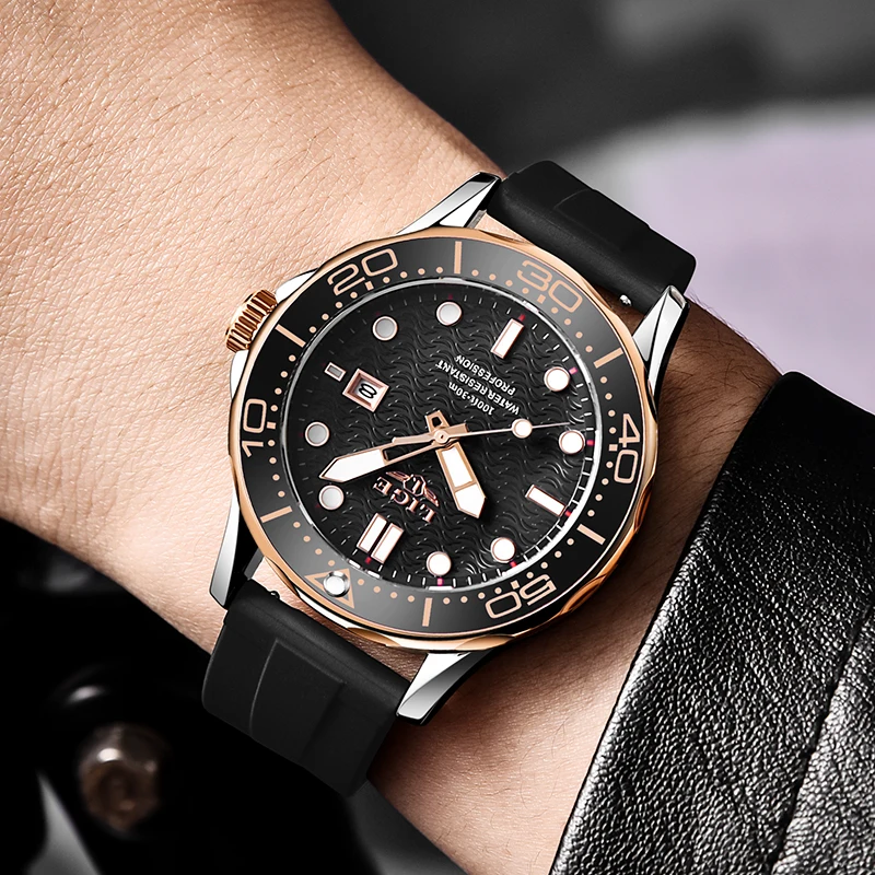 2025 LIGE, nuevos relojes de negocios para hombres, relojes de buceo de lujo de primeras marcas para hombres, reloj de fecha resistente al agua, reloj deportivo, reloj Masculino + caja