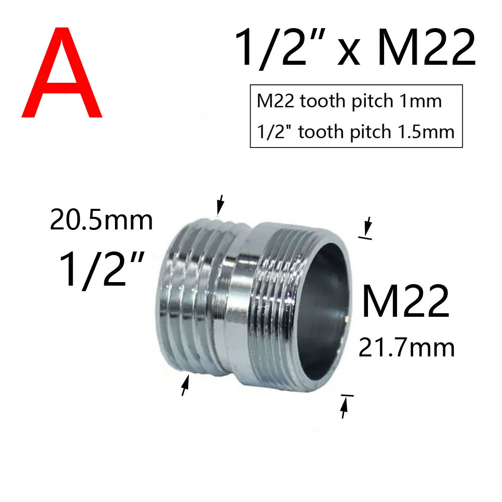 Acoplador de grifo de agua de latón plateado, accesorios de conector de rosca de 1/2 a M16 M18 M20 M22 M24 M28 para burbujeador de cocina y baño