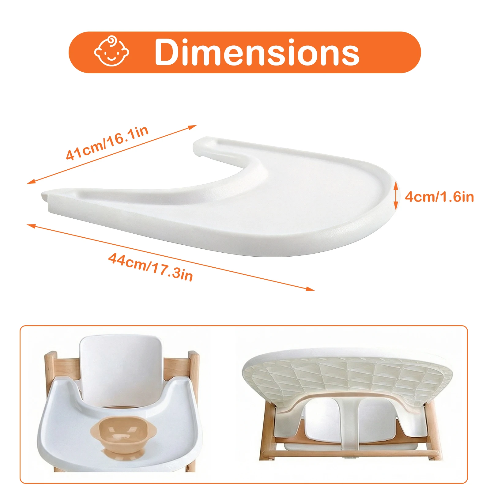 Bandeja para silla de bebé para trona Stokke Tripp Trapp, se usa como plato para refrigerios o bandeja para juguetes, estante de almacenamiento con adsorción al vacío, color blanco