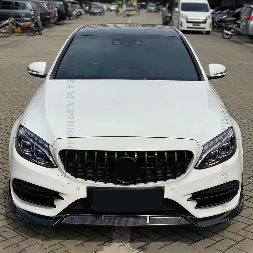 Parrilla de parachoques de rejilla delantera estilo GT para Mercedes W205 Benz C C205 S205 C43 2014-2021 como C260 C250 C180 C200 C300 ajuste deportivo