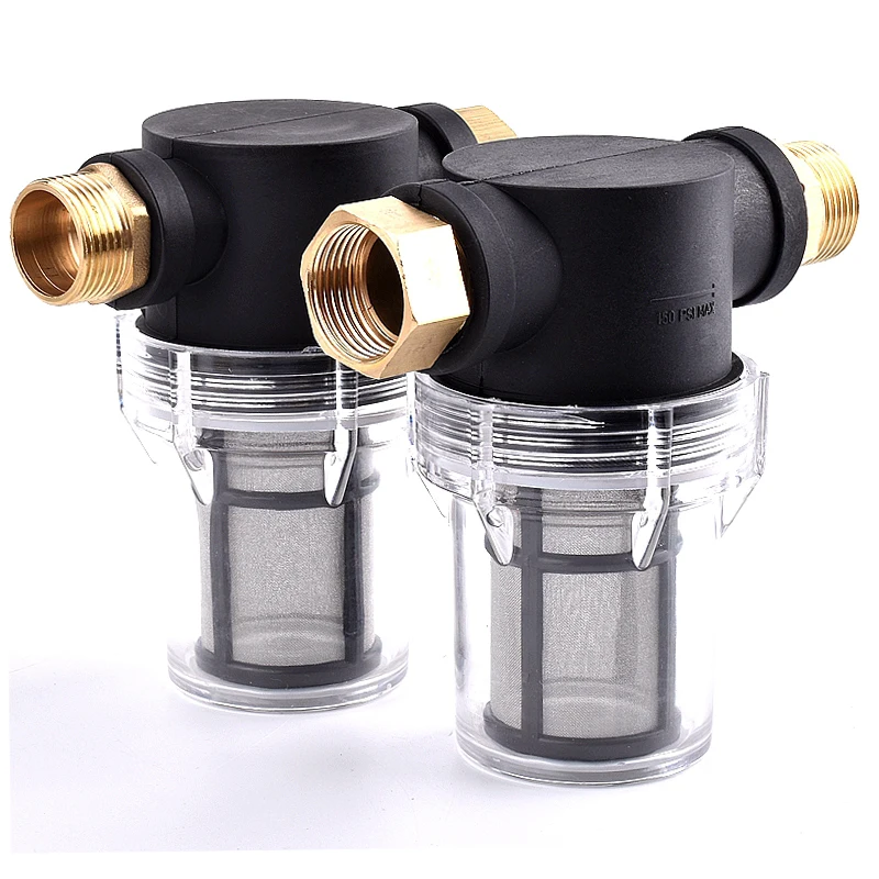 Filtro de tubería de agua para jardín, arandelas a presión de 1/2 3/4 pulgadas, filtros de entrada de bomba, conector de latón para riego, colador de acuario