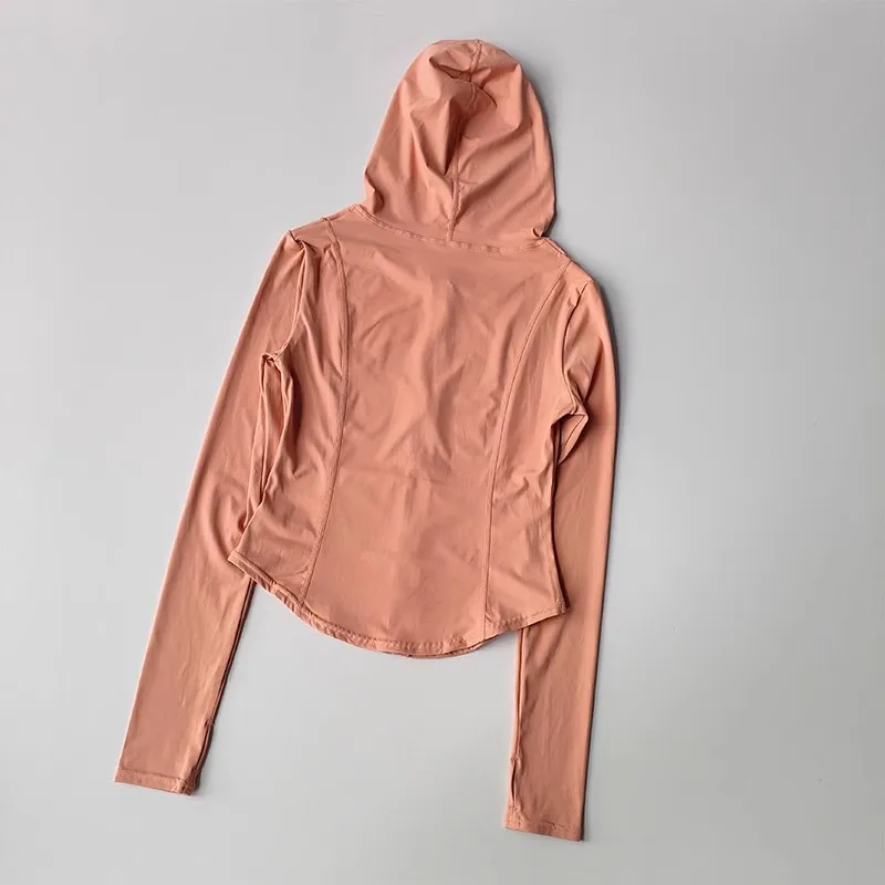 Chaquetas con capucha para correr para mujer, abrigo de ciclismo, ropa de Yoga, camisa para trotar, medias finas, ropa deportiva para exteriores