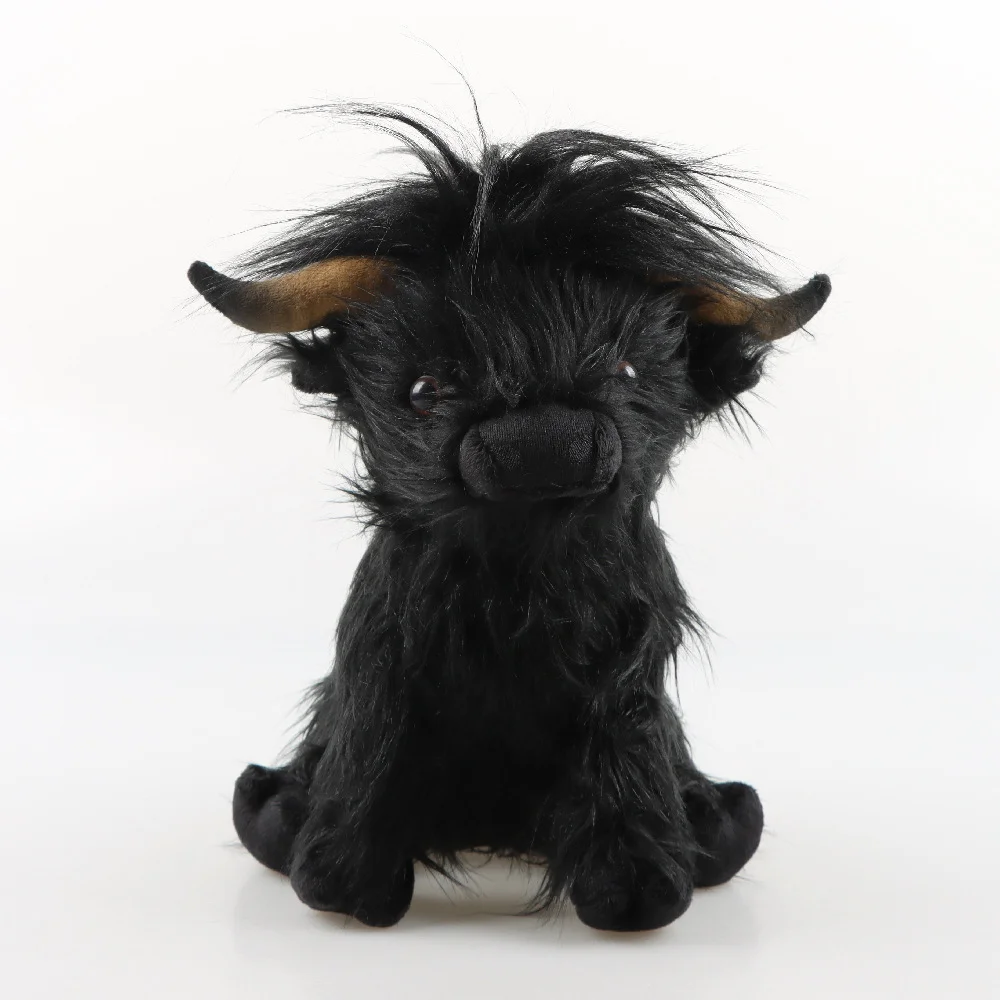25cm simulación Kyloe crema vaca de las tierras altas Animal de peluche de juguete suave relleno vaca de las tierras altas Cattlle Plushie regalo de cumpleaños para niños niñas