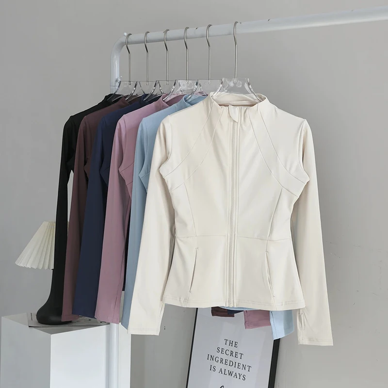 Chaqueta deportiva de Yoga transpirable ajustada para mujer, deportes profesionales para correr, Top de manga larga para efecto adelgazante, otoño