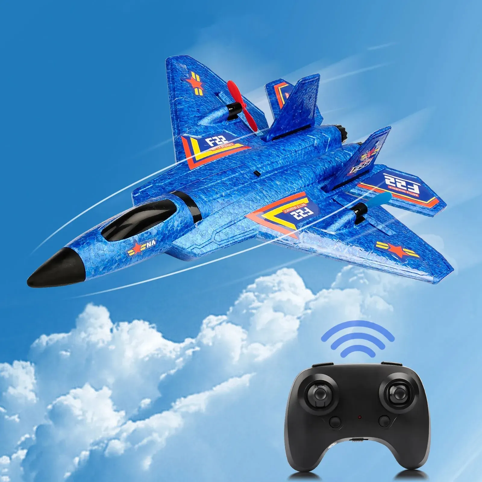 Avión a Control remoto Raptor F22 RC, planeador volador con luces LED, juguetes de avión de espuma EPP, regalos para niños, 2,4G, 2 canales