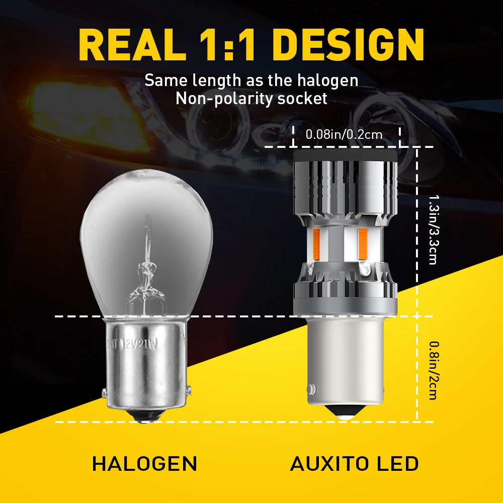 AUXITO 2x1156 BA15S P21W LED sin errores sin Hyperflash PY21W BAU15S T20 7440 W21W bombilla indicadora LED luz de señal de giro de coche ámbar