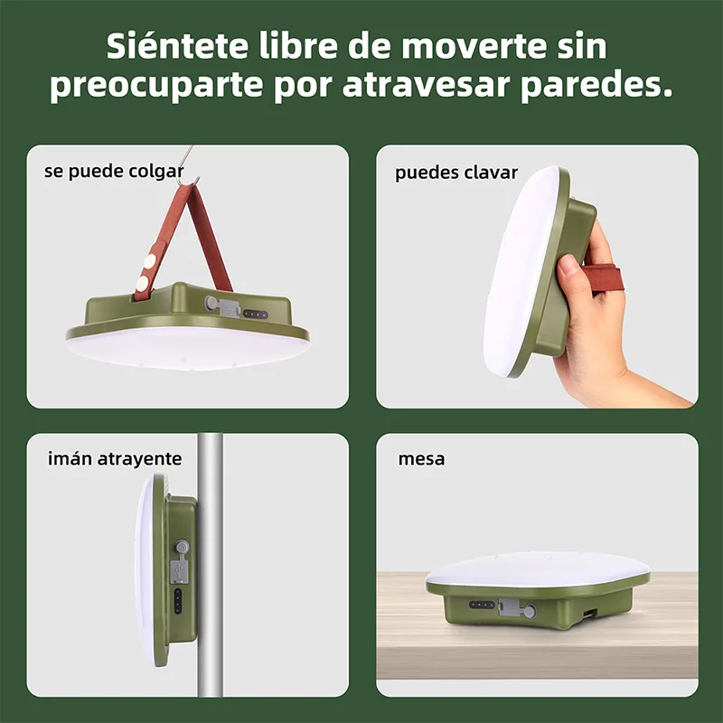 MOSLIGHTING13500maH Luz LED de carga para acampar con imán Antorcha portátil Lámpara de tienda de moda Mantenimiento de trabajo Iluminación de emergencia