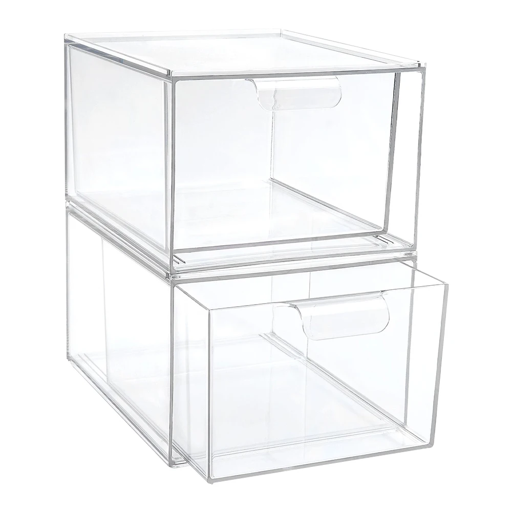 Cajas de almacenamiento apilables de plástico, lápiz labial, base líquida, organizador de sombra de ojos, herramienta de almacenamiento de maquillaje, 2 uds.