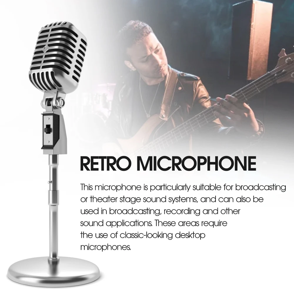 Micrófono de Estilo Vintage para SHURE, micrófono Vocal dinámico Retro clásico, soporte Universal para actuaciones en vivo, Karaoke