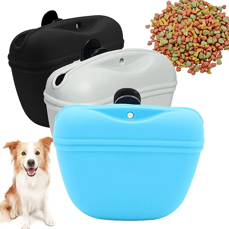 Bolsa de silicona para golosinas para perros, riñonera portátil para entrenamiento de perros, alimentador al aire libre, bolsa para aperitivos para cachorros, bolsa de almacenamiento de recompensa de alimentos, suministros para mascotas
