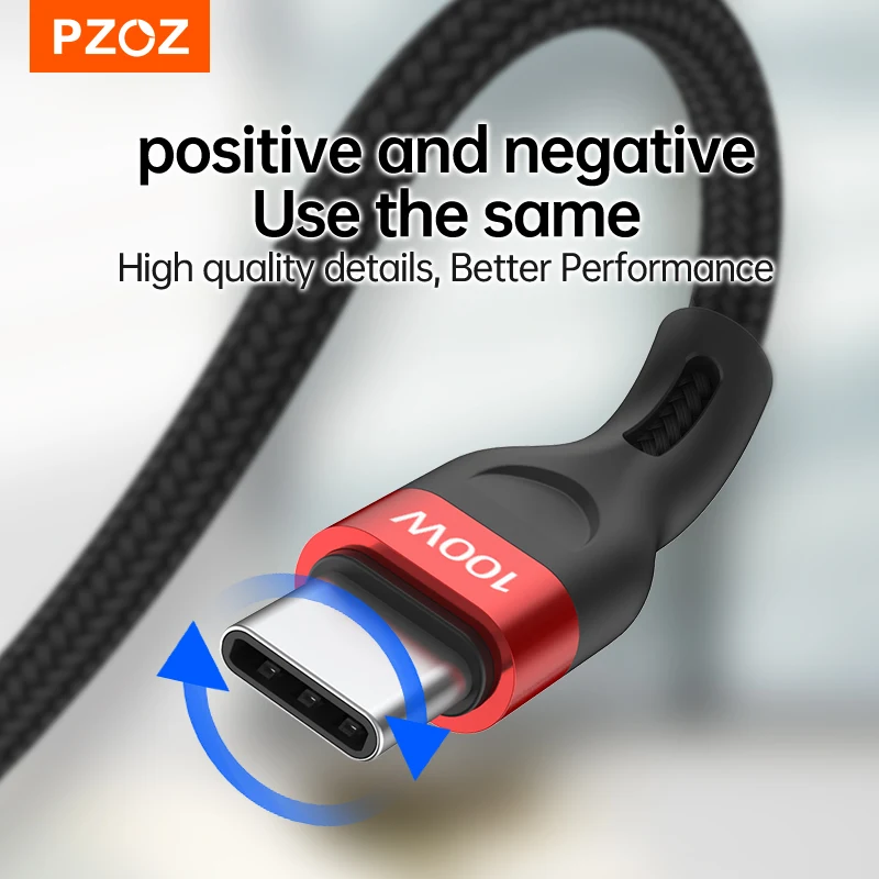 PZOZ PD 5A USB C a USB tipo C Cable 100W carga rápida para iPhone 15 Pro Max MacBook iPad Samsung Xiaomi 60W USBC Cable cargador