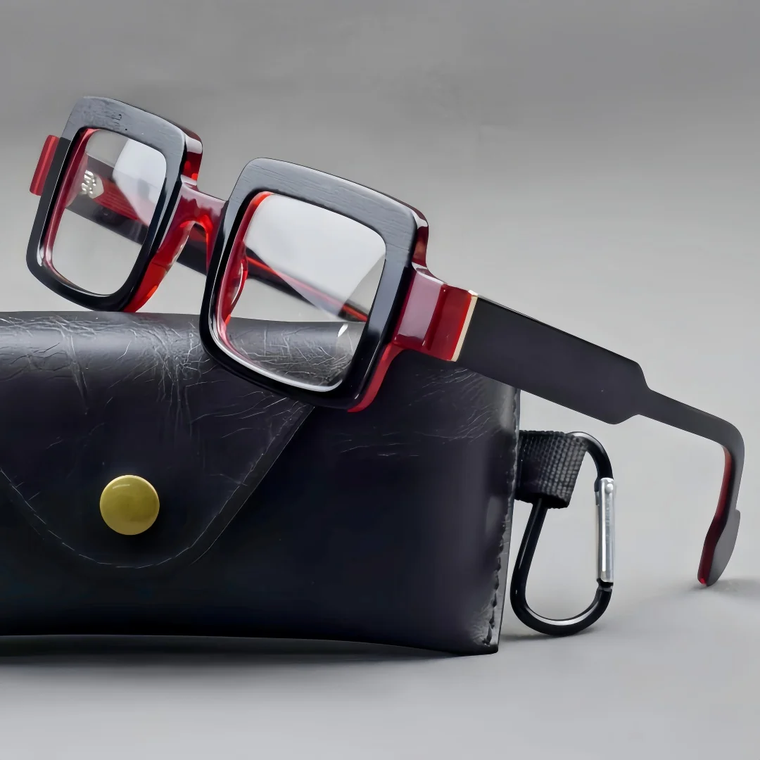 BETSION Montura de gafas retro cuadradas de acetato unisex de 43 mm, montura de gafas ópticas de borde completo, lentes graduadas personalizadas disponibles