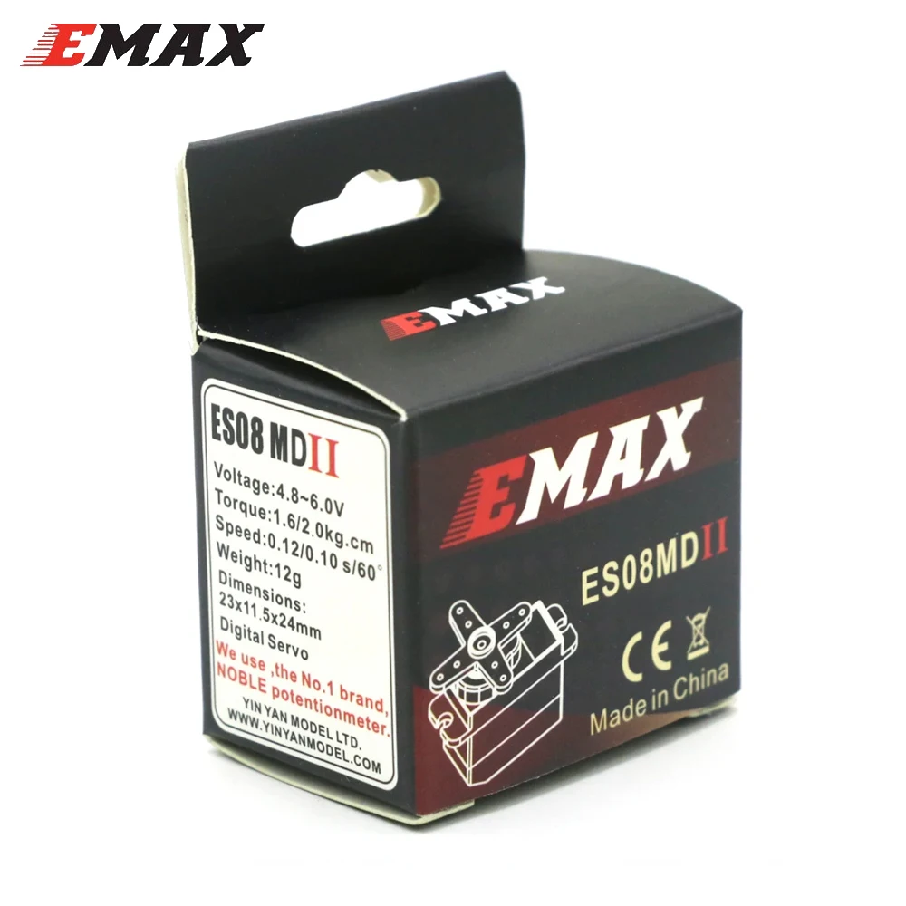 Servo Digital Mini Emax ES08MD ES08MDII 4-6.0V 2kg con Engranaje Metálico, Conector Futaba/JR para Accesorios de Helicóptero y Avión TREX 450