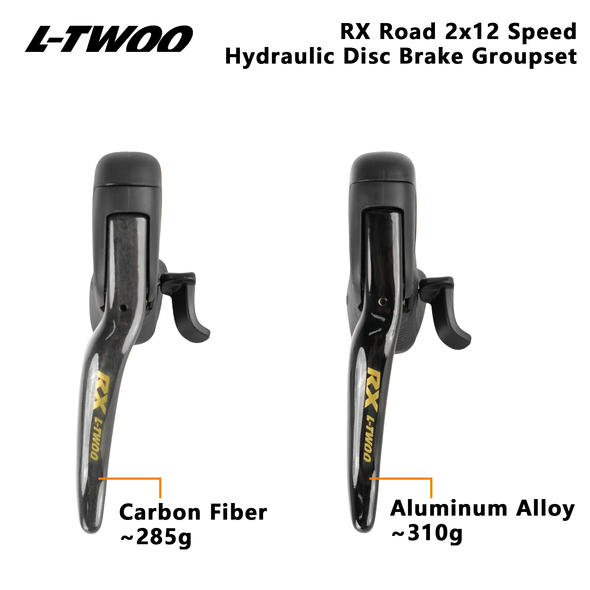 Grupo de Frenos de Disco Hidráulicos para Bicicleta de Carretera LTWOO RX Disc 2x12 Velocidades, Versión de Carbono y Aleación, Compatible con R7170 R8170