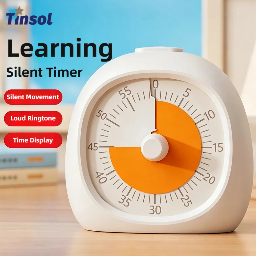 Temporizador Visual Silencioso TINSOL de 60 Minutos, Reloj Digital de Plástico Multiusos para Niños, Estudio, Cocina, Aula, Tareas, Ayuda para la Concentración