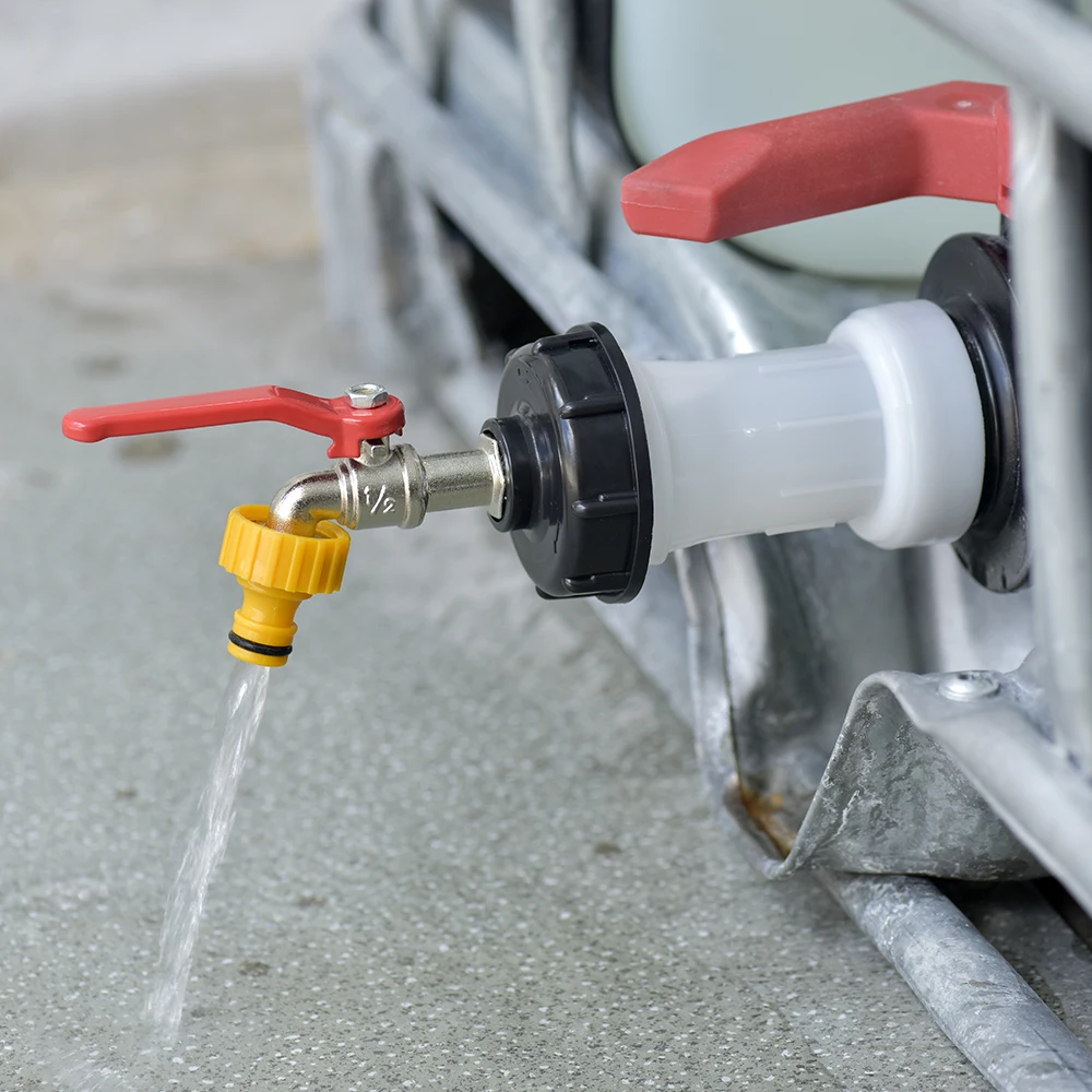 Junta de extensión S60*6 para contenedores IBC con grifo de aleación, adaptador de válvula de repuesto para montaje en un tanque de agua de lluvia IBC
