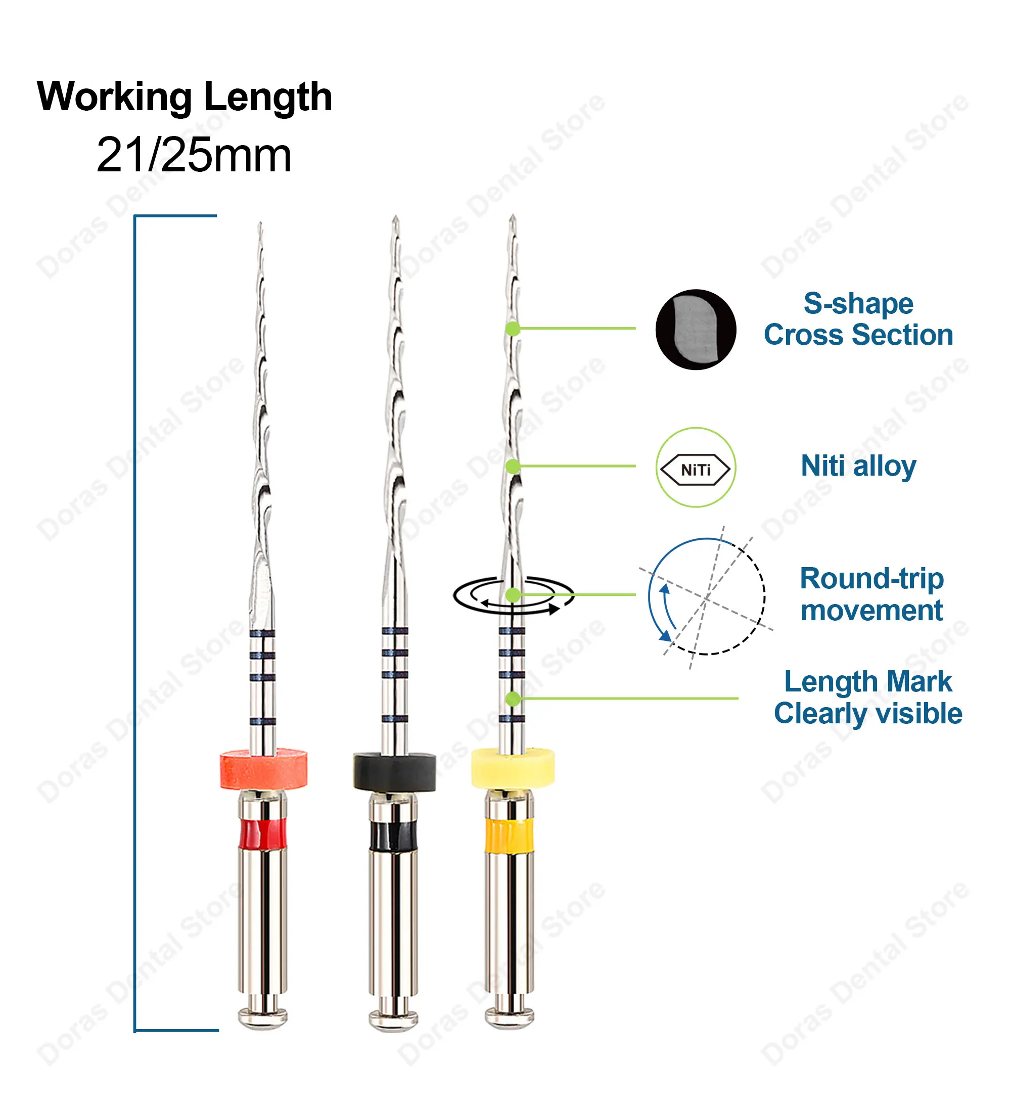 Sistema de Instrumentos Dentales Glin, Limas Rotatorias Recíprocas Simples, Materiales de Endodoncia, Limas para Conducto Radicular 25mm G25 G40 G50