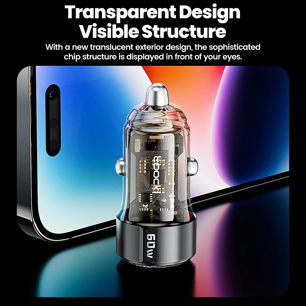 Toocki 60W USB cargador de coche carga rápida QC PD SCP 6A USB tipo C carga rápida de coche para iPhone 15 14 13 Huawei Samsung Xiaomi