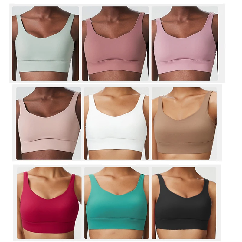 Sujetador de Yoga de alto impacto para mujer, ropa interior deportiva de Color sólido, Sexy, Ajustable, transpirable, para gimnasio, correr, Top con almohadillas