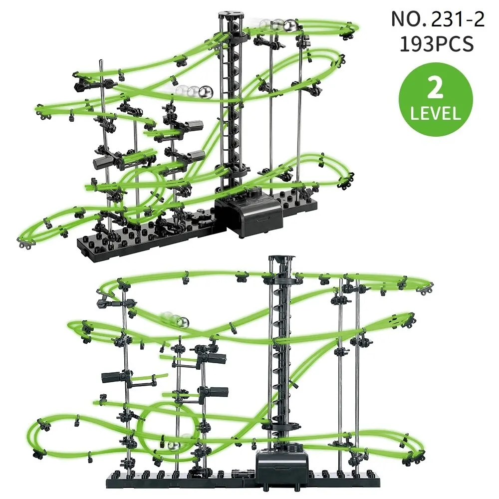 Laberinto de carrera de mármol, juegos de pista luminosa, montaña rusa Spacerail, nivel 2 3 4, modelo de ascensor eléctrico, juguete educativo de ciencia