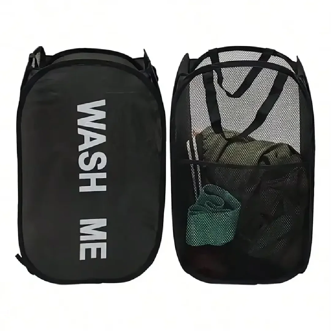Cesto de Ropa Plegable Portátil de Malla con Abertura Amplia - Cesto de Lavandería Transpirable y Ahorrador de Espacio para Dormitorio, Viajes y Baño