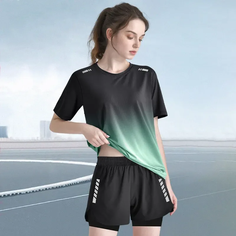 Camiseta Holgada de Seda de Hielo de Secado Rápido para Mujer, para Yoga, Running y Fitness