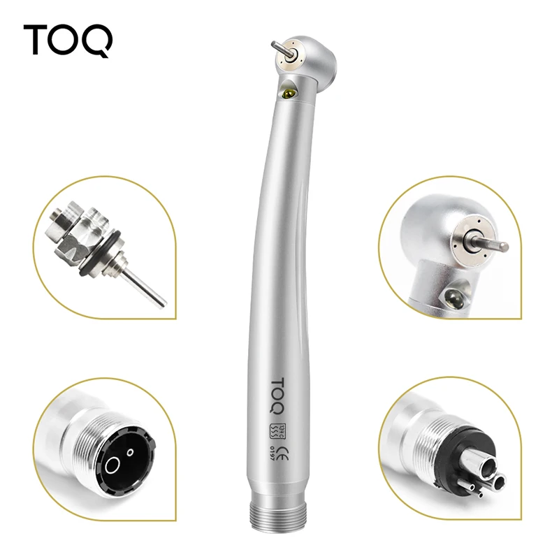 TOQ TOP Kit de piezas de mano dentales LED de alta y baja velocidad, 180~250 KPa, con contraángulo recto y turbina de aire, 2/4 orificios, M4 / B2, juego completo