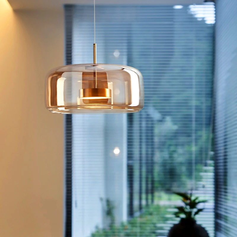 Lámpara Colgante Moderna de Vidrio, Lámparas LED para Comedor, Lámparas Colgantes para Techo, Iluminación Interior