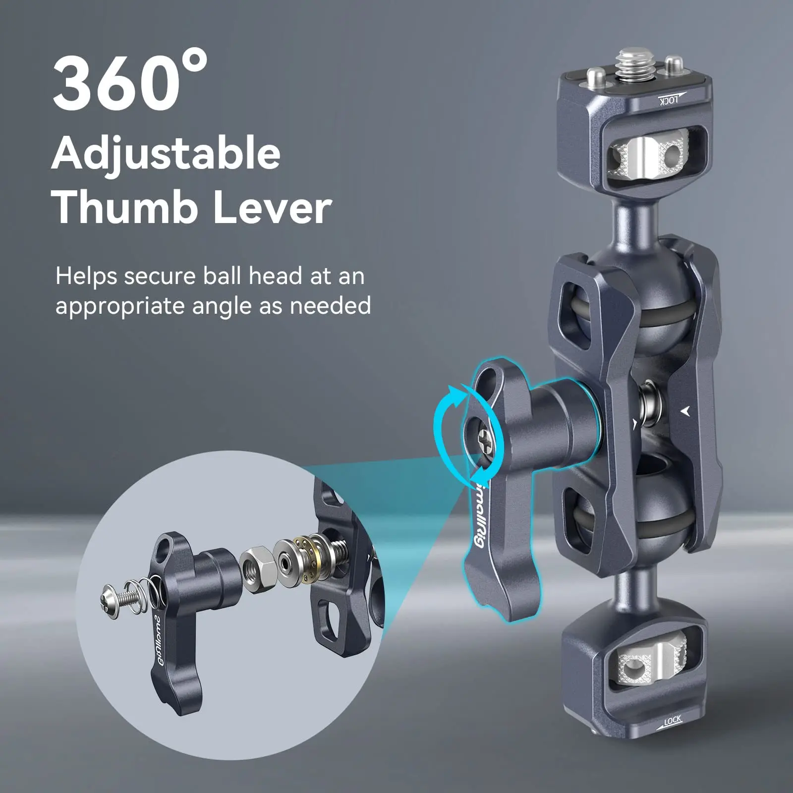 SmallRig-brazo mágico Flexible articulado con tornillos de 1/4 ", montaje de Monitor de campo con cabezal de bola Dual, brazo mágico ajustable 3873