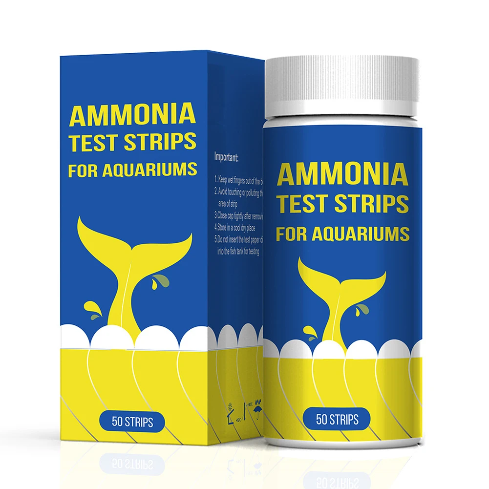 Kit de tiras reactivas de calidad del agua rápida, nitrógeno y amoniaco, 50 unidades, para acuario de agua dulce y salada, profesional