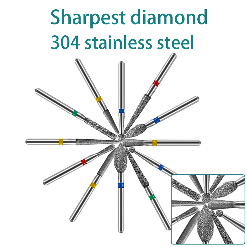 Fresas de diamante para odontología, herramientas de pulido de laboratorio, Material de odontología, 10 piezas, pieza de mano de alta velocidad FG 1,6mm