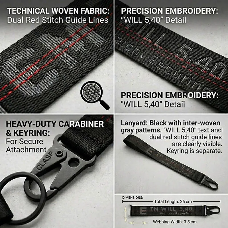 Llavero de lona para hombre con presilla táctica para cinturón, cordón para colgar llaves, estilo streetwear hip hop, para pantalones cargo, correa para llaves, hebilla metálica, accesorio para bolso, EDC