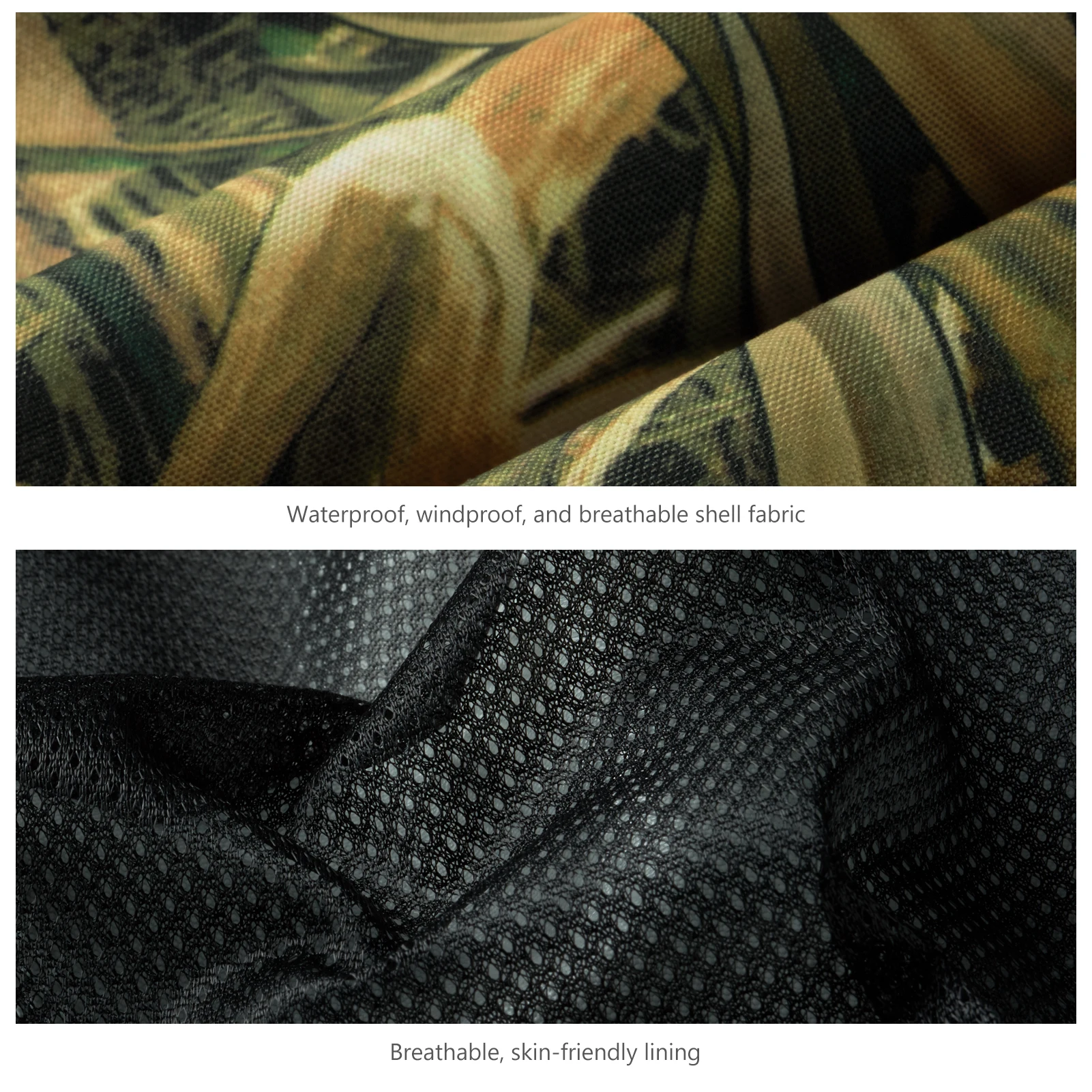 BASSDASH pantalones de caza empalmados para hombre, pantalones impermeables con estampado de lengüetas, transpirables, de camuflaje, para pesca y lluvia
