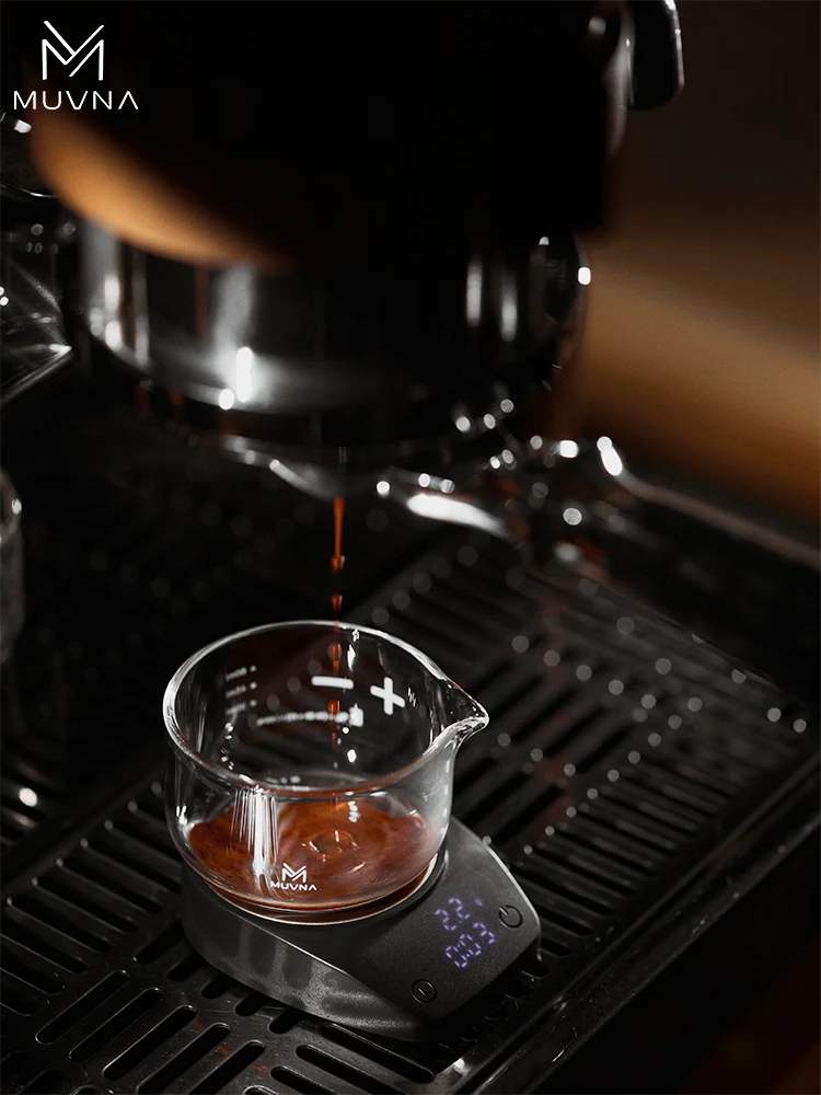 MUVNA-Mini Báscula Electrónica para Espresso, Precisión Exacta de 0.1g, Alta Precisión, con Pantalla LED, Báscula de Café Portátil, Recipiente para Polvo, 0.1g