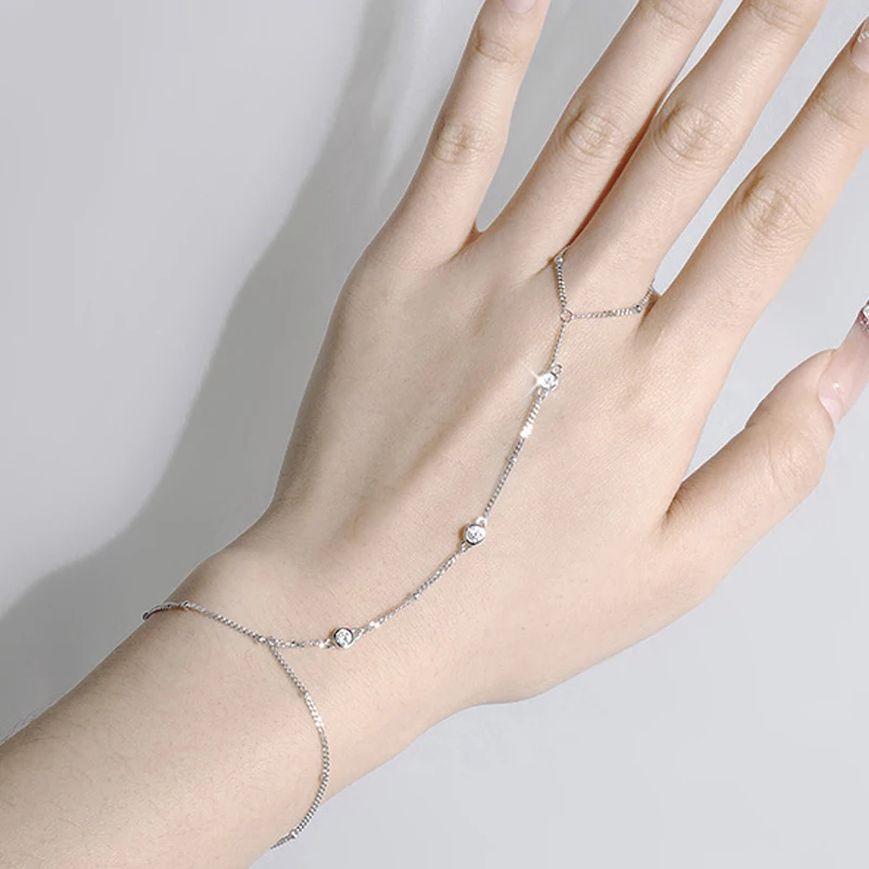 Smyoue-Pulseras de moissanita de 3MM para mujer, cadena ajustable de tamaño de muñeca de 14-21cm, joyería chapada en plata de ley 925 de 18K, venta al por mayor