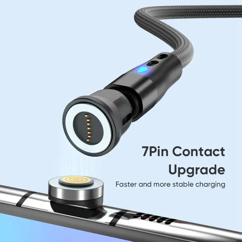 7Pin 3A USB-A tipo C puntas de enchufe magnético adaptador de Cable de carga rápida para cargador magnético Samsung 360 °   Conector de rotación de grados