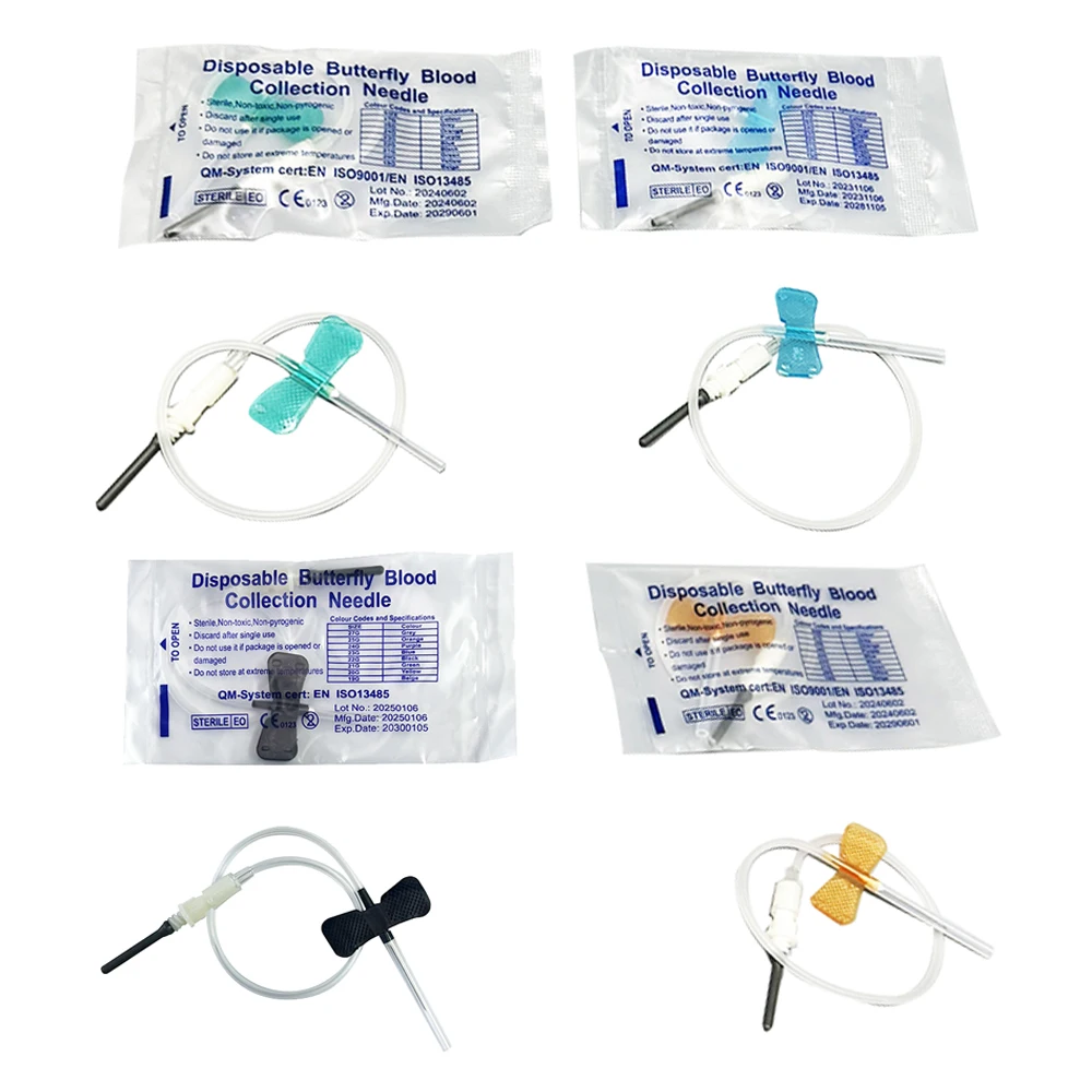 Lote de 50 Agujas Desechables para Extracción de Sangre Tipo Mariposa, Agujas de Doble Ala para Recolección de Sangre, Cuidado de Mascotas, Gatos, Perros, Animales