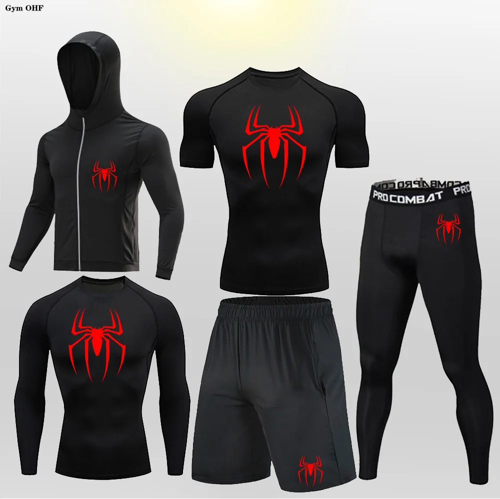 Ropa deportiva de superhéroe para hombre, ropa deportiva de secado rápido, Kit de entrenamiento, ropa interior deportiva de invierno, traje para correr para hombre, MMA Rashgard