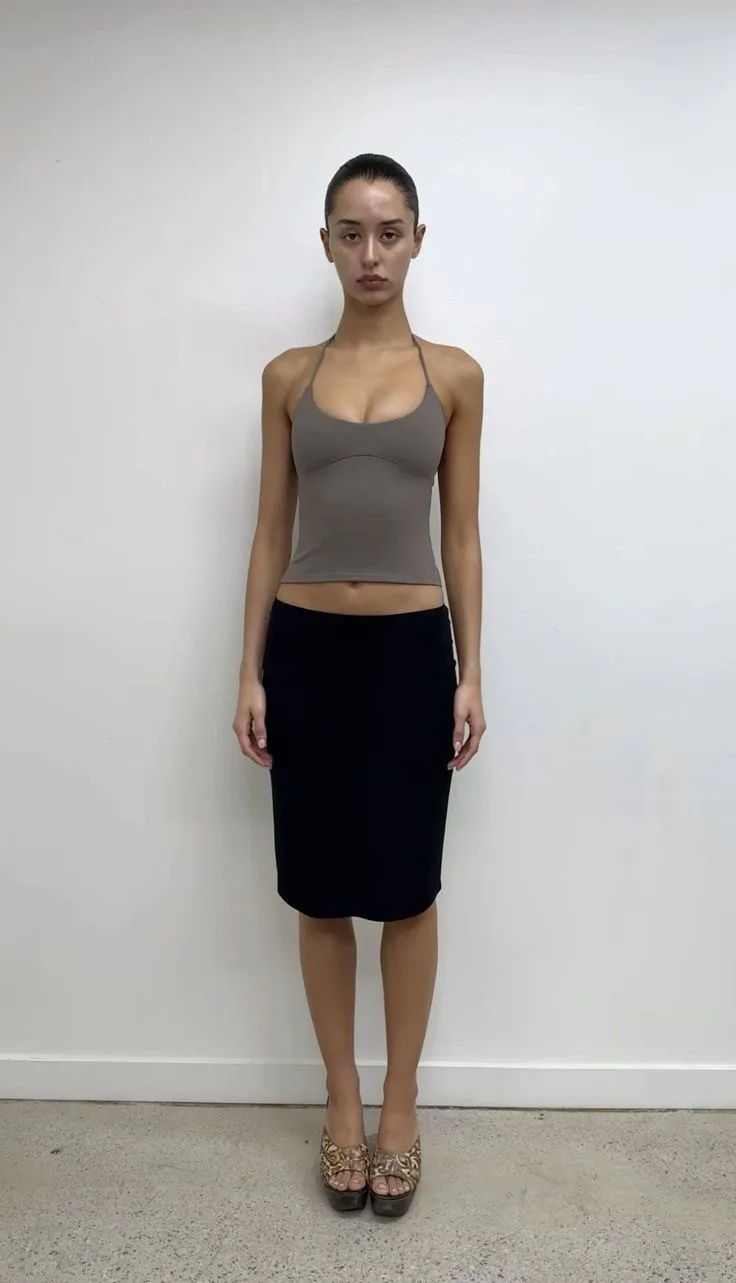 Falda con estampado de dólares estadounidenses, falda ajustada negra de cintura media-baja, tela de rayón de doble capa, falda de longitud media versátil, elástica y elegante de cintura baja que estiliza la figura.
