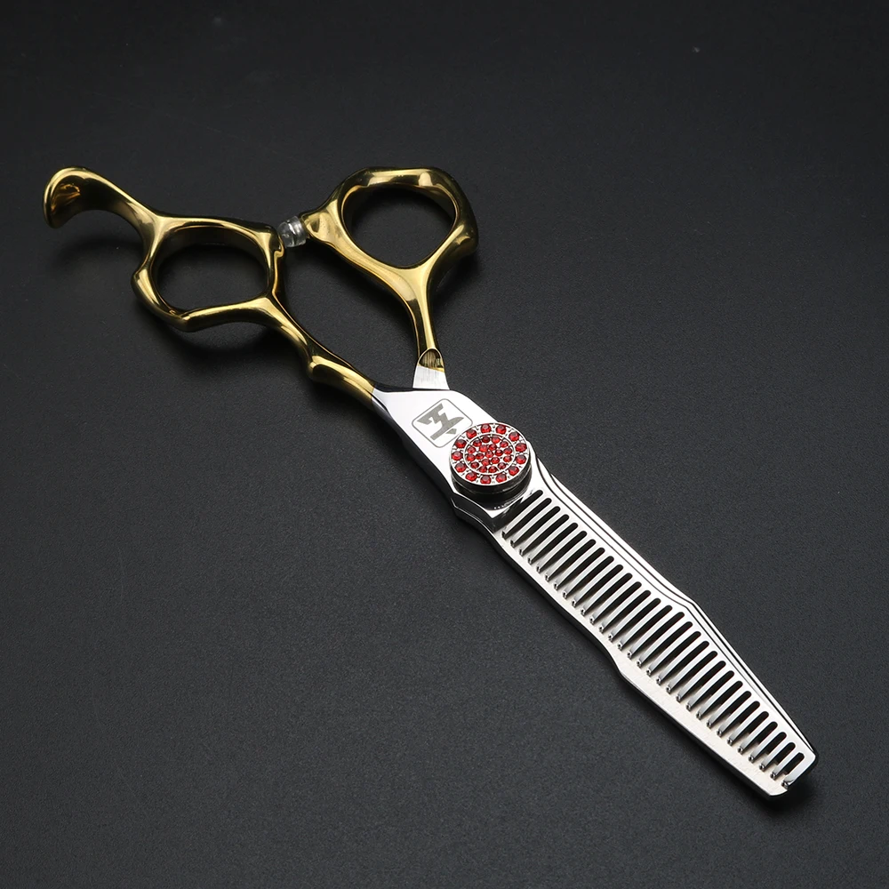 XUANFENG Tijeras para el cabello con proceso CNC de 6 pulgadas, tornillos de rubí, tijeras de corte de peluquería y tijeras de adelgazamiento