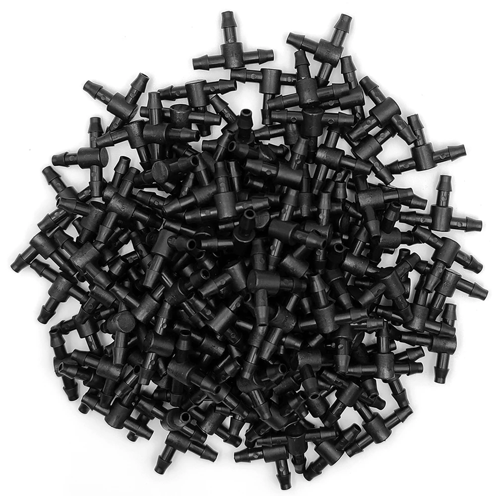 WUJIE-conector en t de 3 vías de púas de plástico, 50 piezas, para tubería de riego de 4/7mm, acoplamientos de manguera, herramientas de jardín de riego por microgoteo