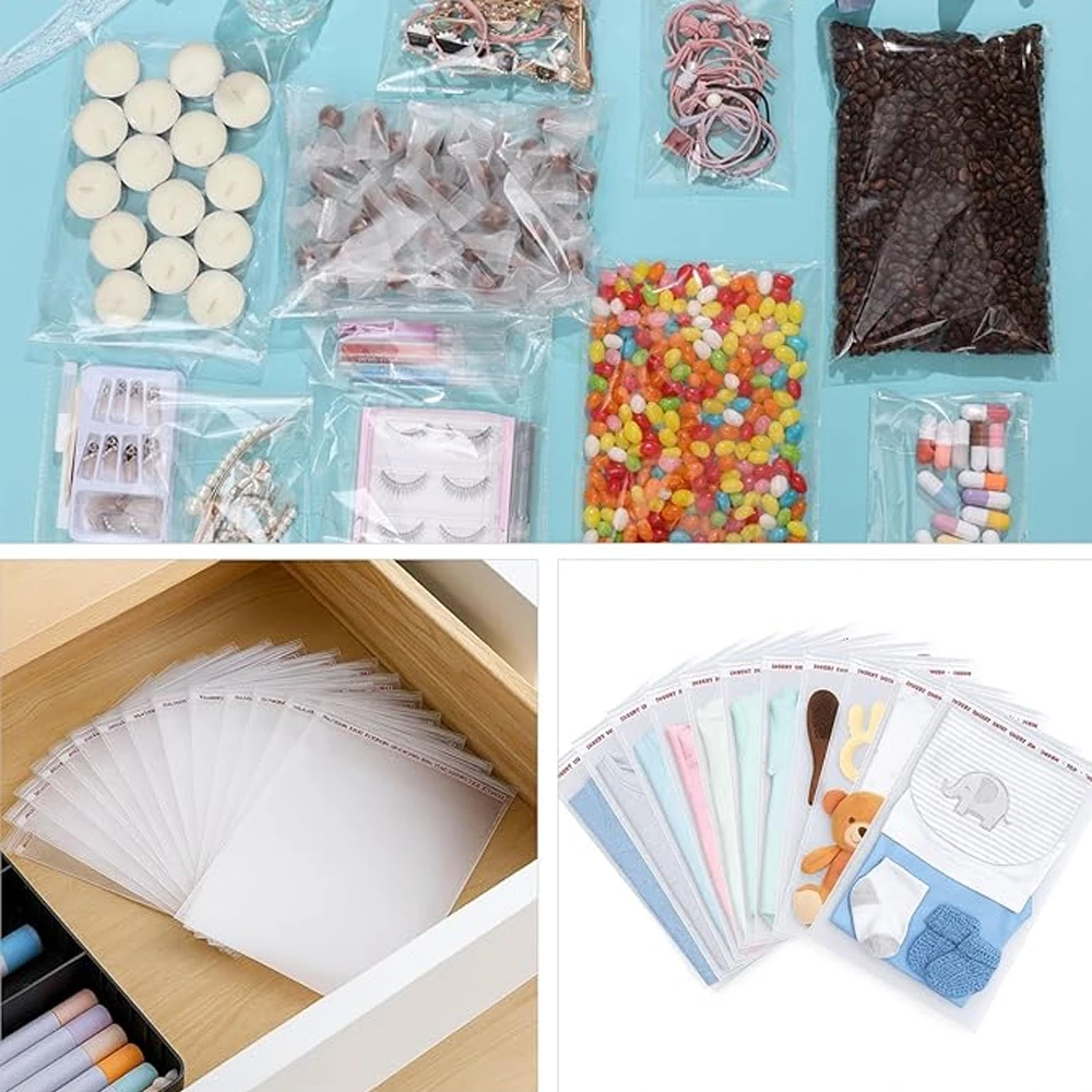 Bolsa de plástico transparente autoadhesiva OPP, bolsa de celofán para sellar embalajes, para joyería, galletas, dulces, regalos, embalaje de galletas, 1000-100 Uds.