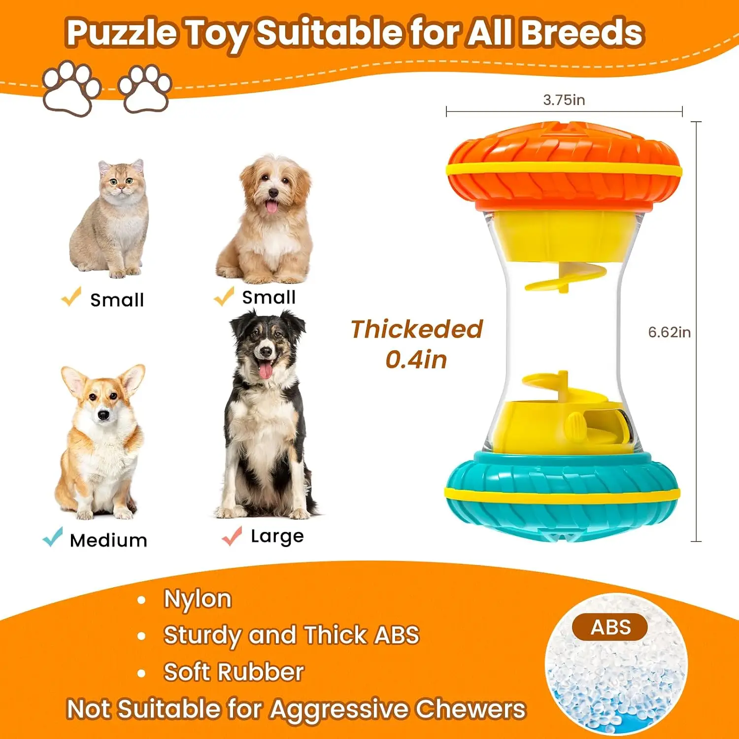 Juguetes Interactivos para Perros BoYoYo, Juguetes de Rompecabezas para Perros Inteligentes, Juguete de Enriquecimiento para Mantenerlos Entretenidos, Dispensador de Premios, Amarillo