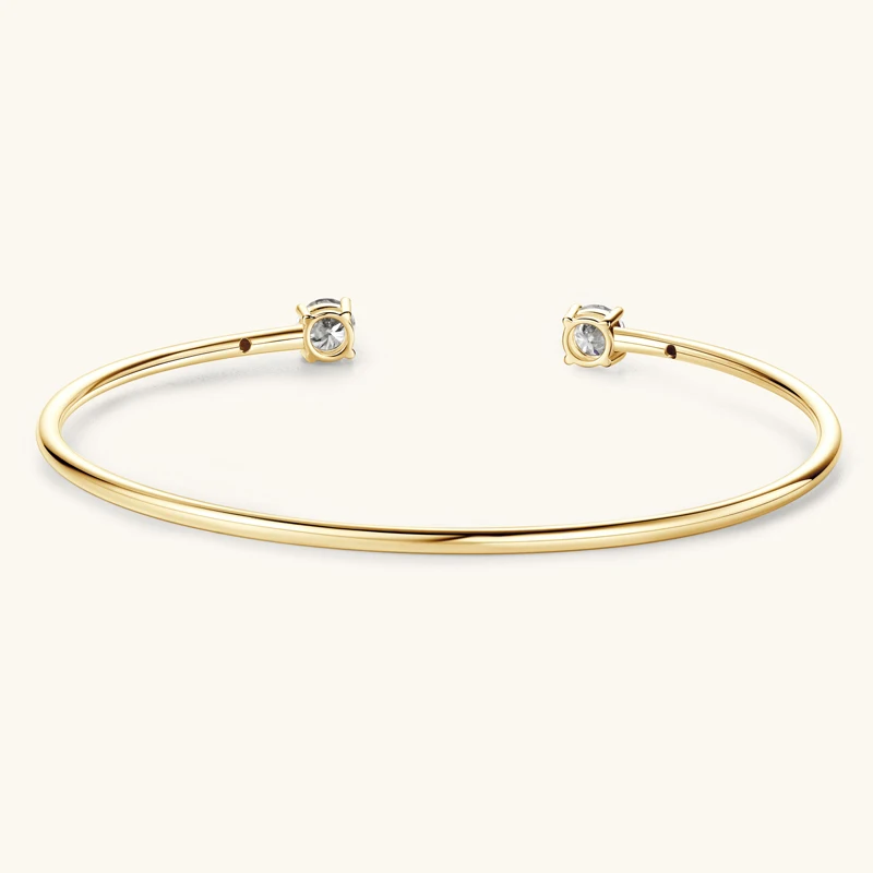 Anziw 5mm 0.5CT D VVS1 brazalete de moissanita pulsera de plata de ley 925 auténtica para mujer puños con apertura manual regalos de joyería fina
