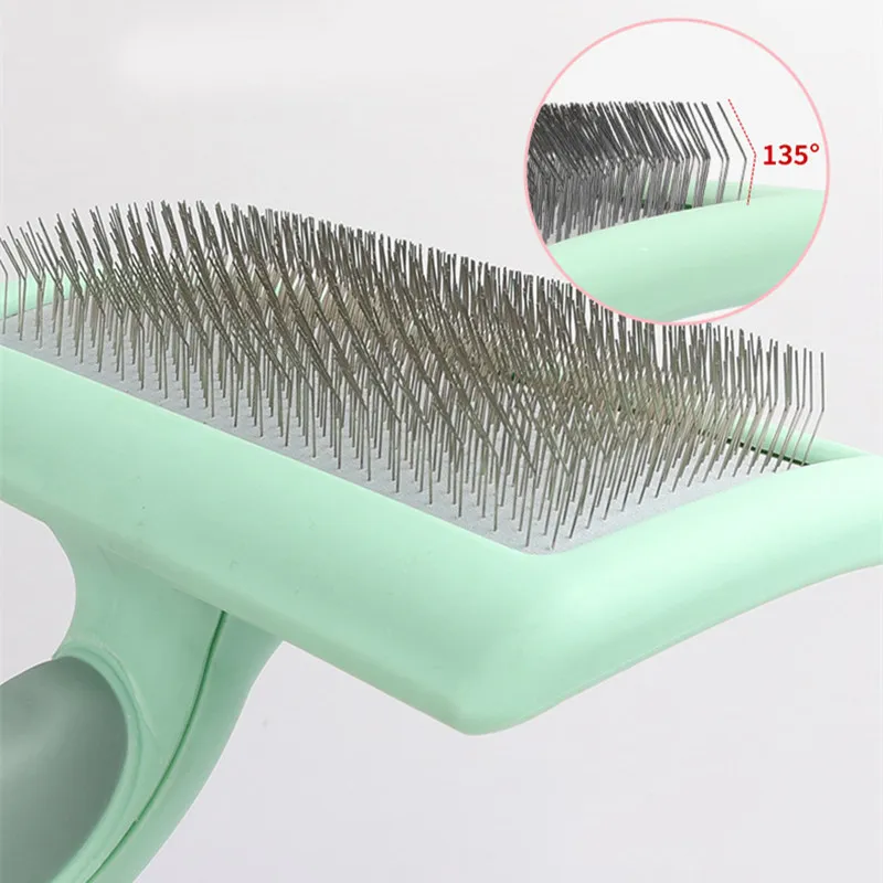 Cepillo para perros, peines de acero inoxidable para perros, cepillo de masaje para el cuidado de perros, utensilio para eliminar el pelo de mascotas, Herramientas de limpieza, mango suave, cepillo para gatos