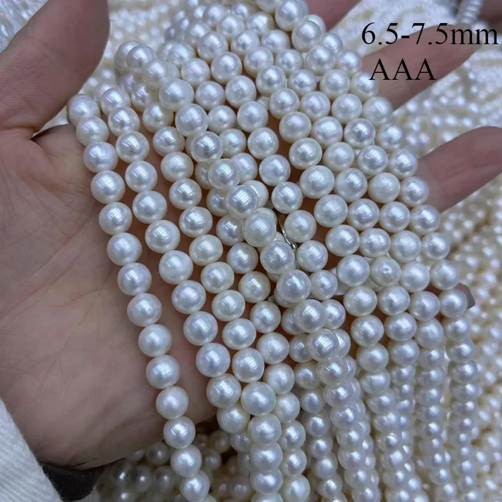 Perlas naturales de agua dulce casi redondas de alta calidad AAA para fabricación de joyas, suministros, accesorios para pulseras y collares DIY